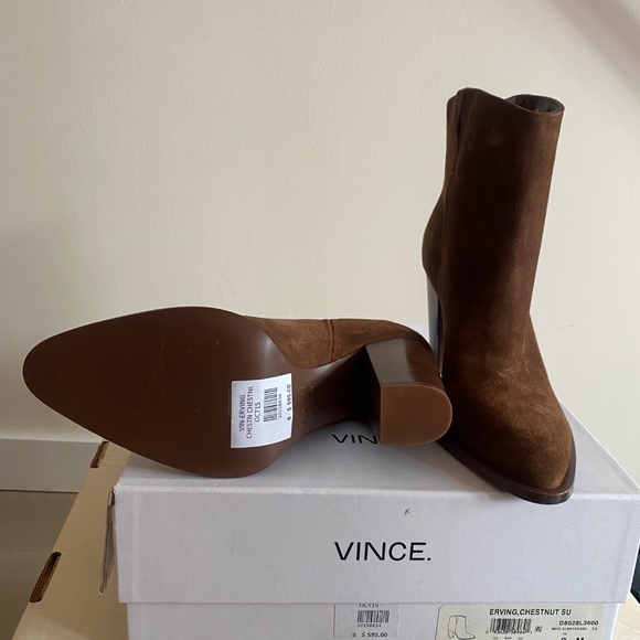 VINCE brown suede ankle boots, size 8 - Picture 9 of 10